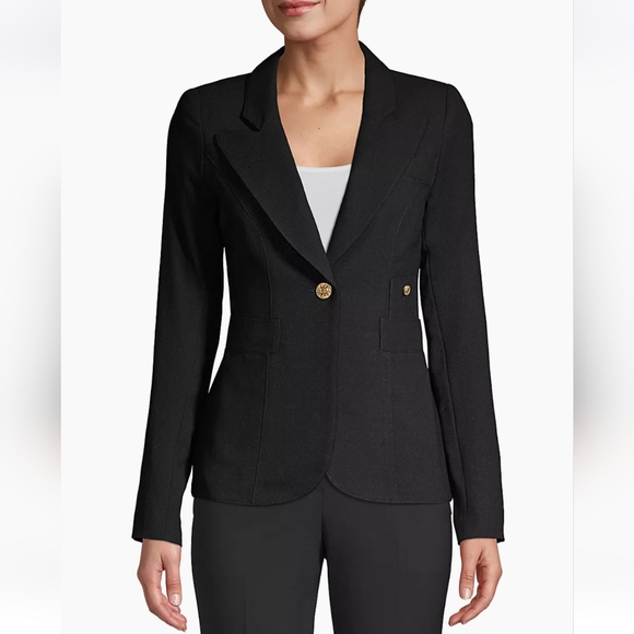 NWOT Smythe Black Classic Dutchess Single Breasted Wool Blazer Size 16 - Picture 4 of 12